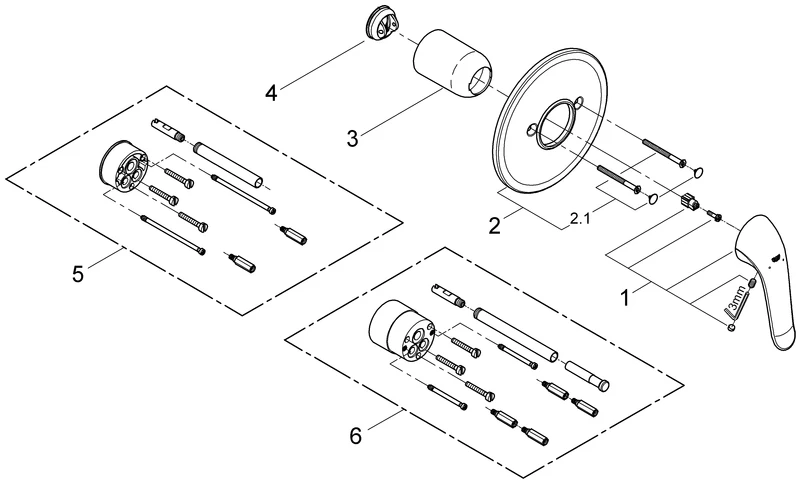 Einhand-Brausebatterie Euroeco Special 32784, Fertigmontageset für Rapido E, Hebellänge 120 mm, chrom