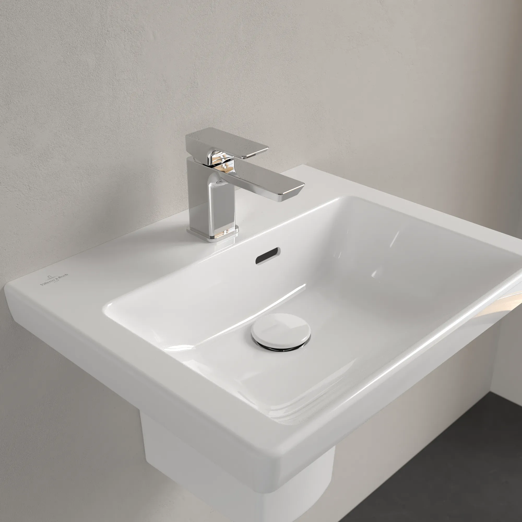 Villeroy & Boch Handwaschbecken „Subway 3.0“ 500 × 400 × 145 mm, ohne Hahnlochbohrung, Hahnlochposition mittig in Weiß Alpin Villeroy & Boch Handwaschbecken „Subway 3.0“ 500 × 400 × 145 mm, ohne Hahnlochbohrung, Hahnlochposition mittig in Weiß Alpin