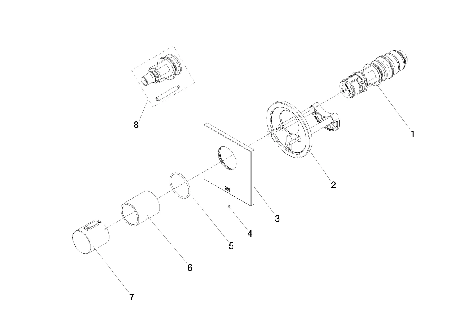 Dornbracht xTOOL UP-Thermostat ohne Mengenregulierung 3/4" - Chrom
