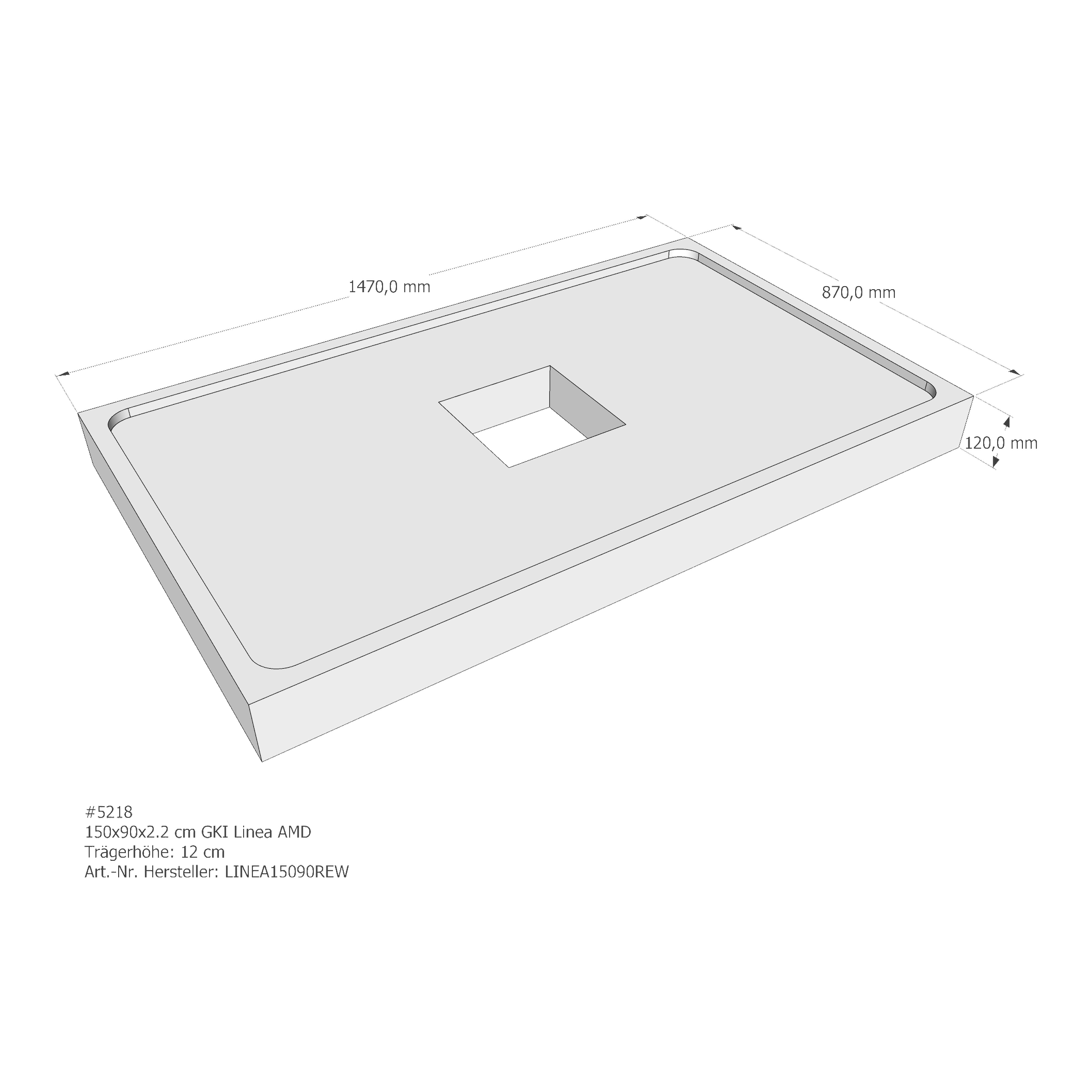 Duschwannenträger für GKI Linea 150 × 90 × 2,2 cm