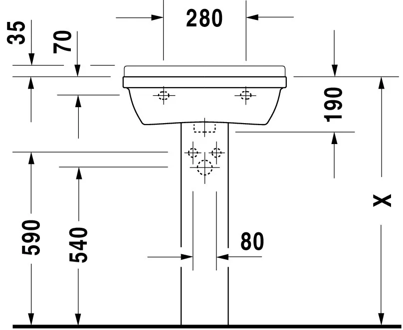 Wandwaschtisch „Starck 3“, mit Überlauf, Hahnlochposition mittig Wandwaschtisch „Starck 3“, mit Überlauf, Hahnlochposition mittig