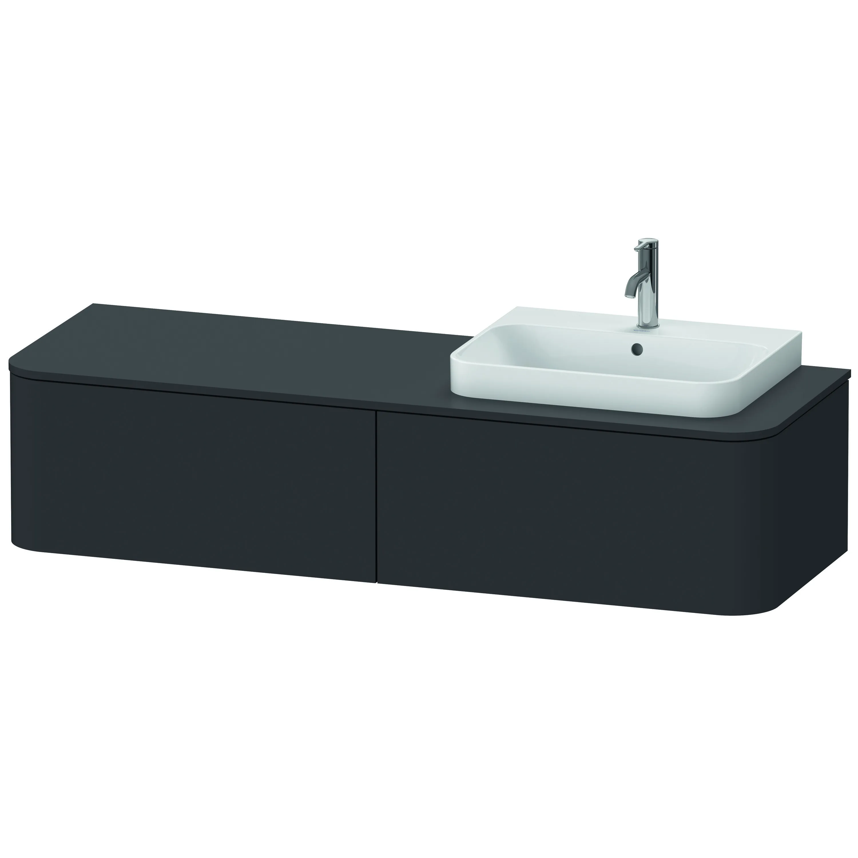 Duravit Waschtischunterschrank wandhängend „Happy D.2 Plus“ 160 × 35,4 × 55 cm Graphit Supermatt, rechts