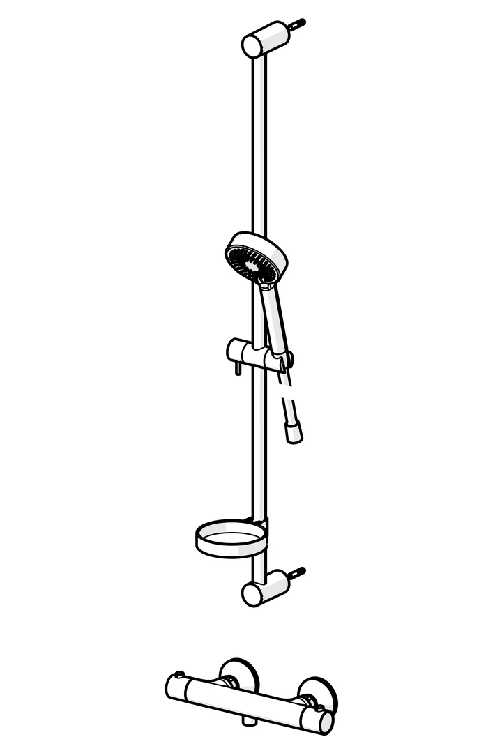 HansaUNITA Duscharmatur Hansaunita Brausebatterie mit Brausegarnitur HansaUNITA 4813 3-strahlig DN15 Chrom