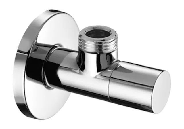 Design-Eckventil mit Regulierfunktion STILE, Schubrosette Ø 60 mm, DN 15 G 1/2 AG, DN 15 G 1/2 AG, chrom