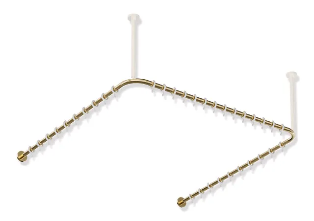Vorhangstange des Systems 900, Edelstahl, PVD, Achsmaß 1187 x 1175 x 1187 mm, kürzbar, D: 25 mm, mit 34 Vorhangringen aus POM, in Farbe CK (Messing glänzend) Vorhangstange des Systems 900, Edelstahl, PVD, Achsmaß 1187 x 1175 x 1187 mm, kürzbar, D: 25 mm, mit 34 Vorhangringen aus POM, in Farbe CK (Messing glänzend)