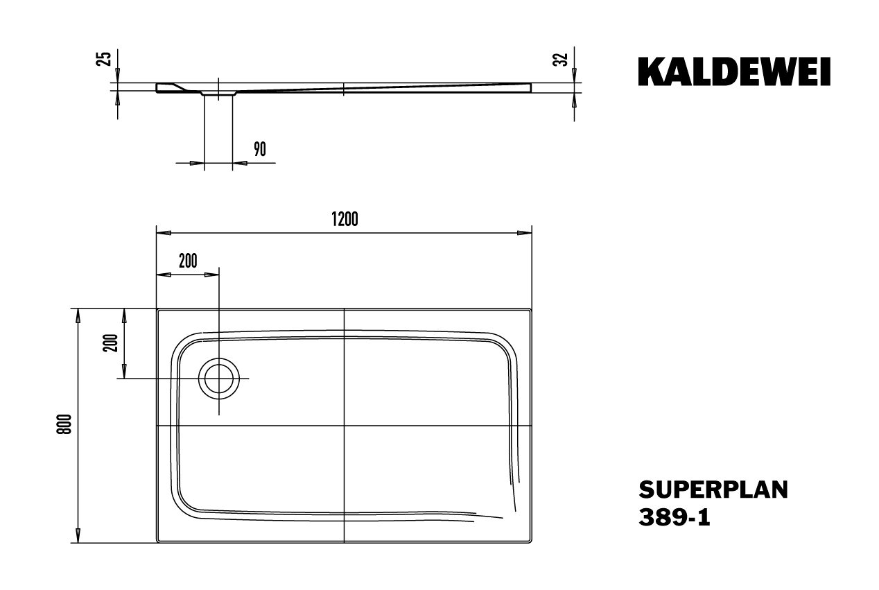 SUPERPLAN CLASSIC Duschwanne, 389-1 800x1200mm alpinweiß