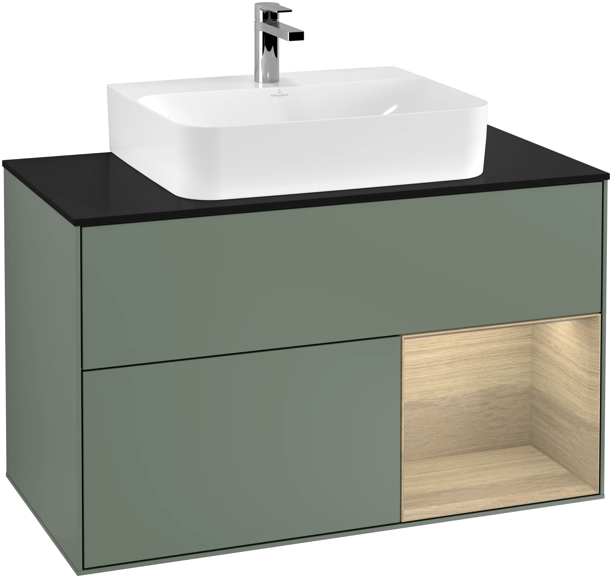Villeroy & Boch Waschtischunterschrank „Finion“ für Schrankwaschtisch 1000 × 603 × 501 mm Olive Matt Lacquer, für Becken mittig Villeroy & Boch Waschtischunterschrank „Finion“ für Schrankwaschtisch 1000 × 603 × 501 mm Olive Matt Lacquer, für Becken mittig