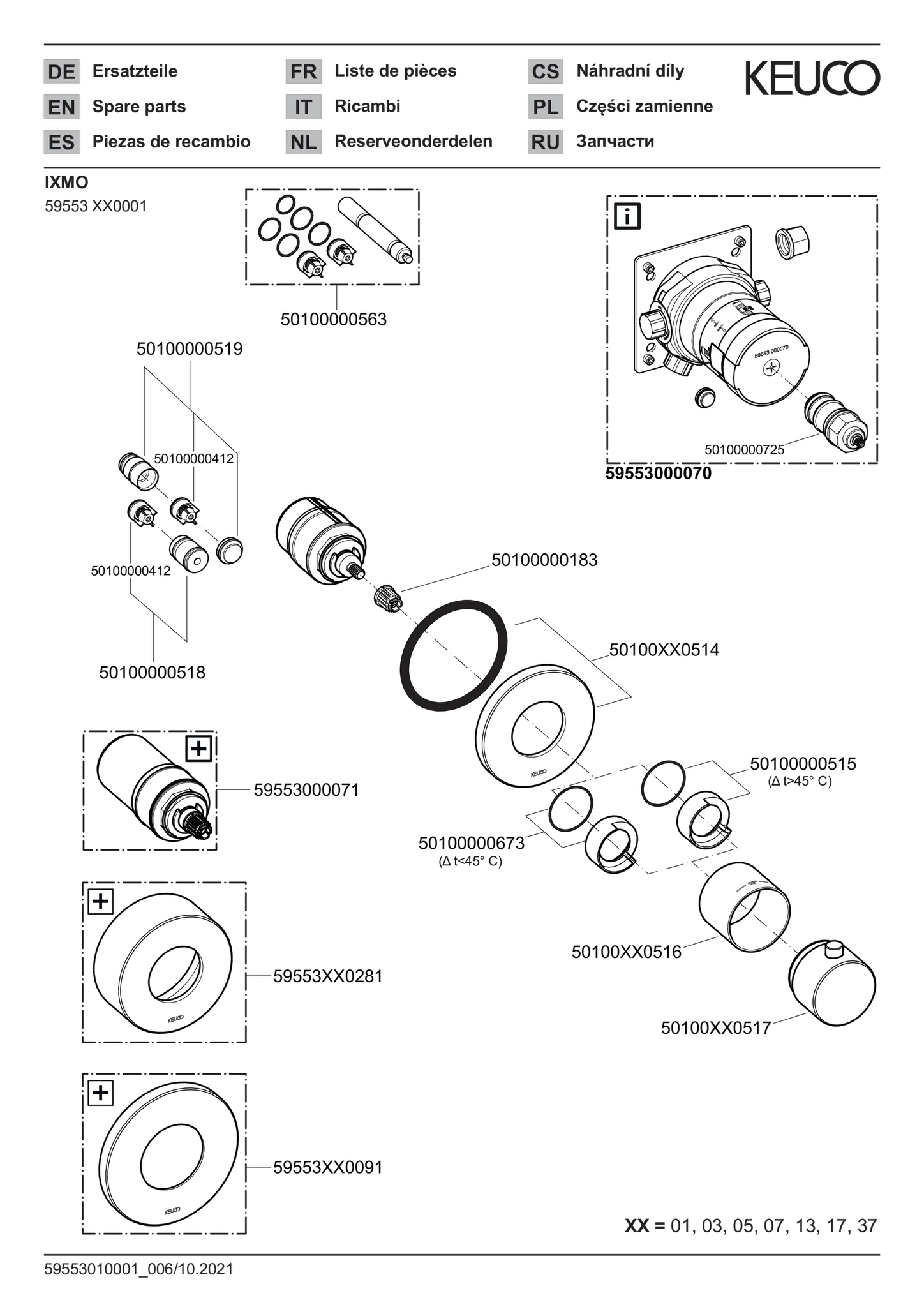 IXMO 59553170001 Thermostatarmatur UP DN15 rund Aluminium-finish IXMO 59553170001 Thermostatarmatur UP DN15 rund Aluminium-finish