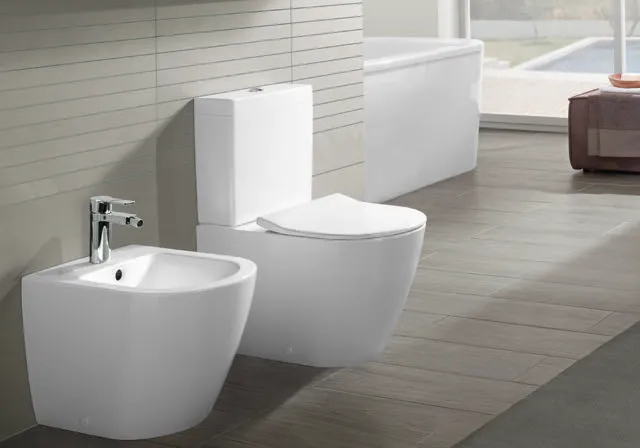 Villeroy & Boch Stand-Bidet „Subway 2.0“, Befestigung verdeckt, mit Hahnlochbohrung 37,5 × 56 × 40 cm