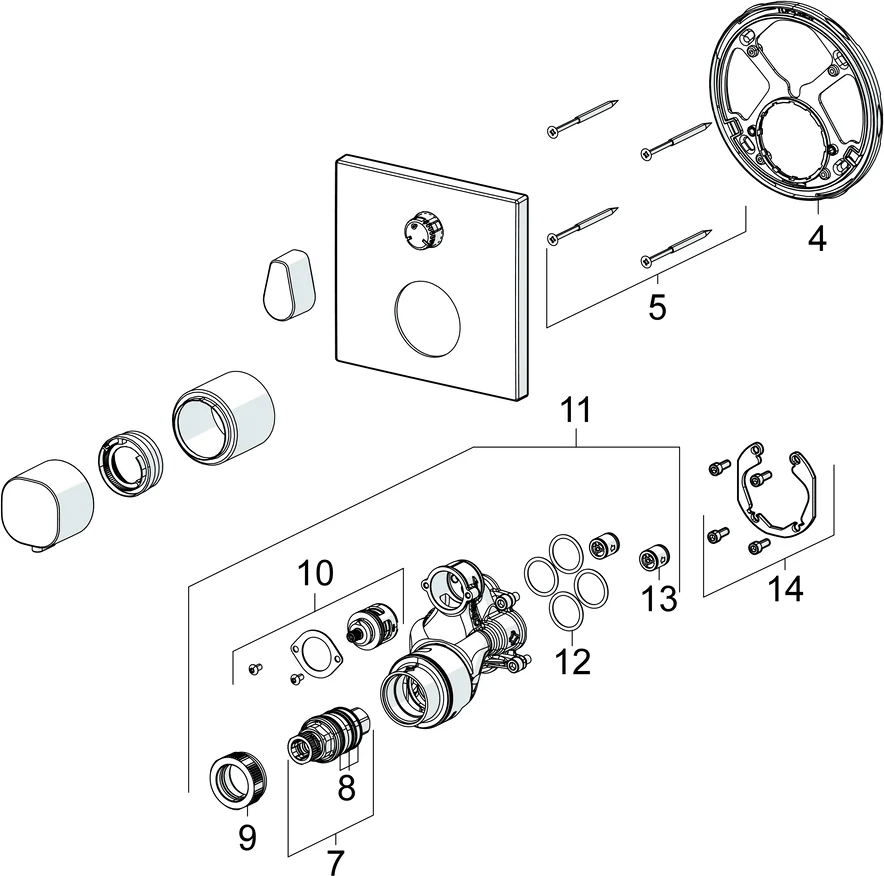 HansaLIVING Duscharmatur Hansacolour 8113 Rosette eckig Matt-Schwarz