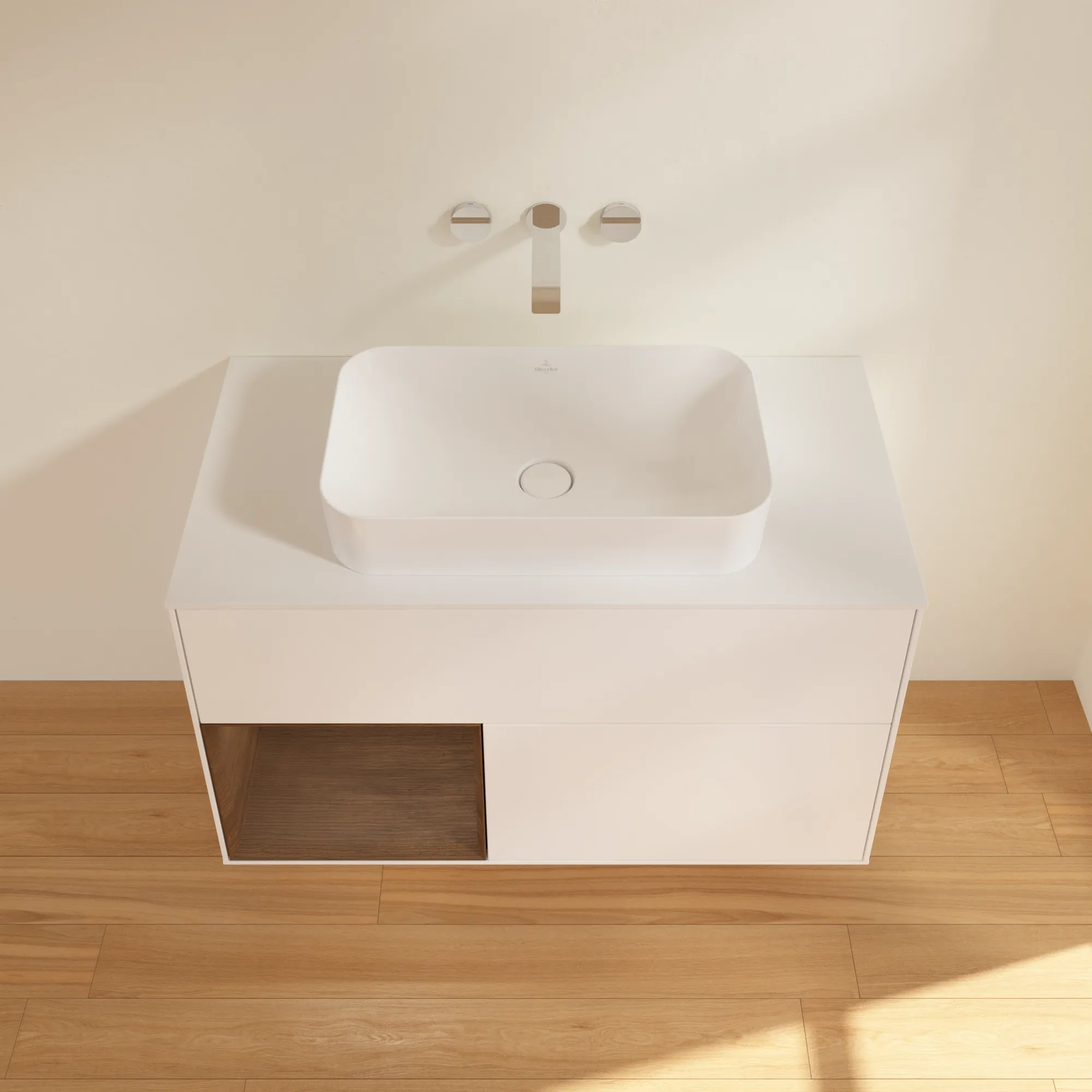 Villeroy & Boch Waschtischunterschrank „Finion“ für Schrankwaschtisch 1000 × 603 × 501 mm White Matt Lacquer, ohne Hahnlochbohrung, für Becken mittig Villeroy & Boch Waschtischunterschrank „Finion“ für Schrankwaschtisch 1000 × 603 × 501 mm White Matt Lacquer, ohne Hahnlochbohrung, für Becken mittig