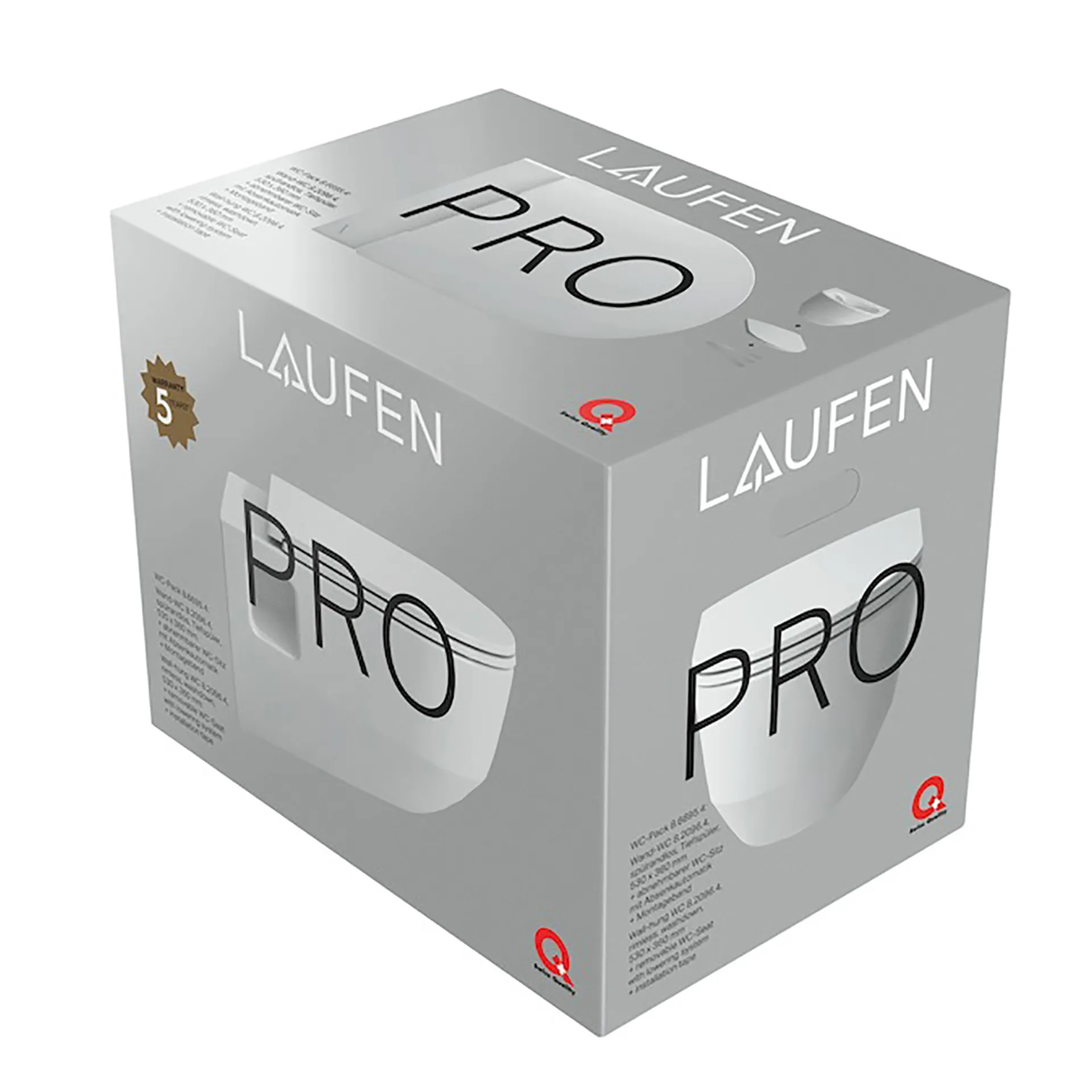 Tiefspül-WC wandhängend+Sitz PRO Pack 530x360x350 spülrandlos weiß