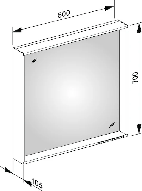 KEUCO Spiegel „X-Line“ in Weiß, mit Spiegelheizung 800 × 700 mm