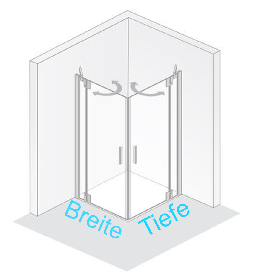 HSK Duschtür Eckeinstieg 4-teilig pendelbar „K2P“ Glas Linea 01 (80 cm), H: 2000 mm