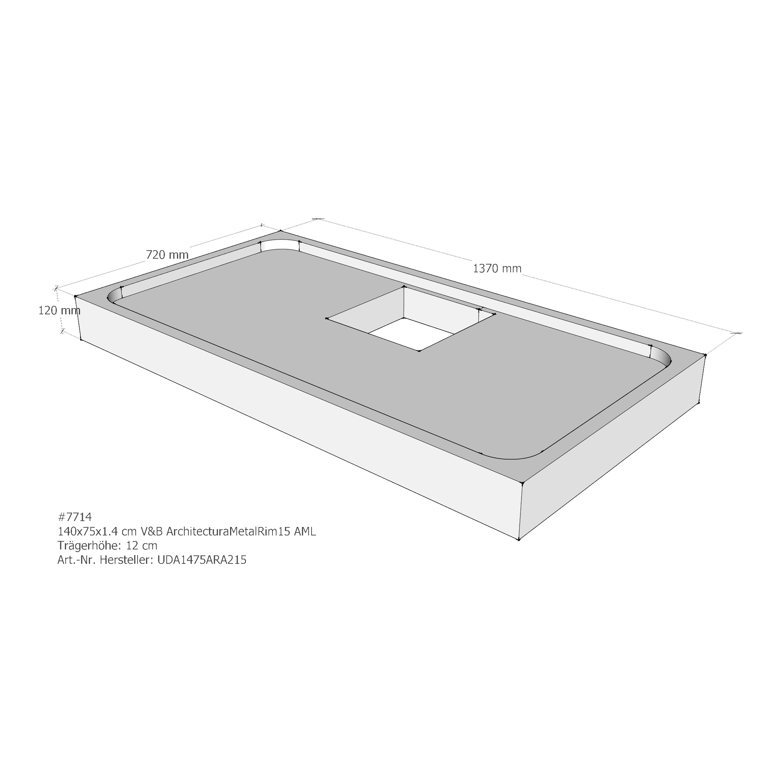 Duschwannenträger für Villeroy & Boch Architectura MetalRim 140 × 75 × 1,4 cm