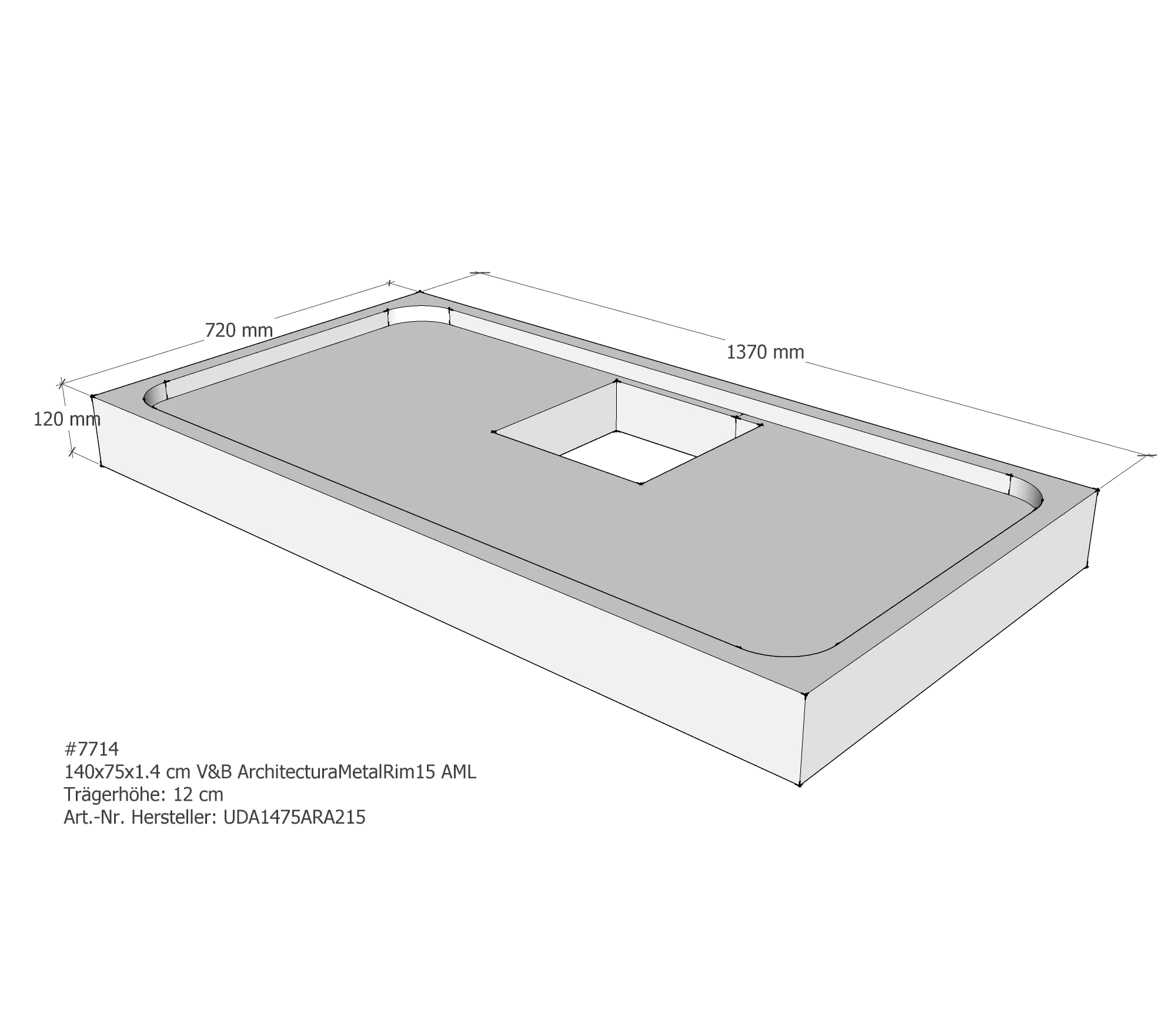 Duschwannenträger passend für Villeroy & Boch Architectura MetalRim 140 × 75 × 1,4 cm Breite: 75 cm / Länge: 140 cm Duschwannenträger passend für Villeroy & Boch Architectura MetalRim 140 × 75 × 1,4 cm Breite: 75 cm / Länge: 140 cm