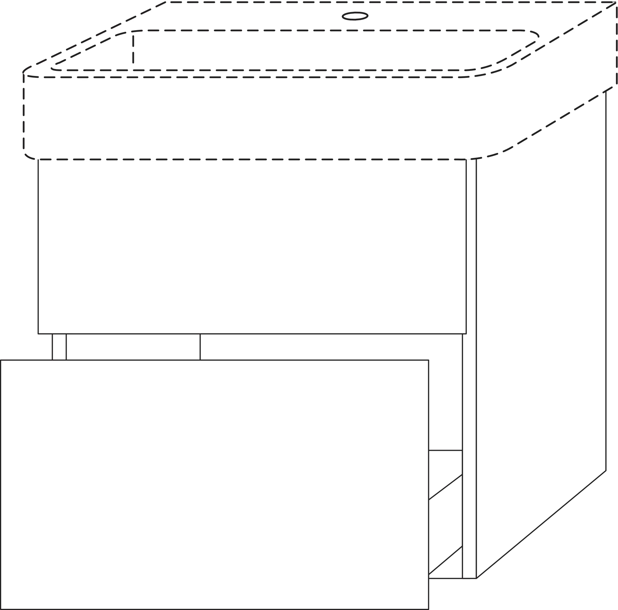 Waschtischunterbau mit Auszügen 3way (BP822) 588x610x397 Graphit-Matt