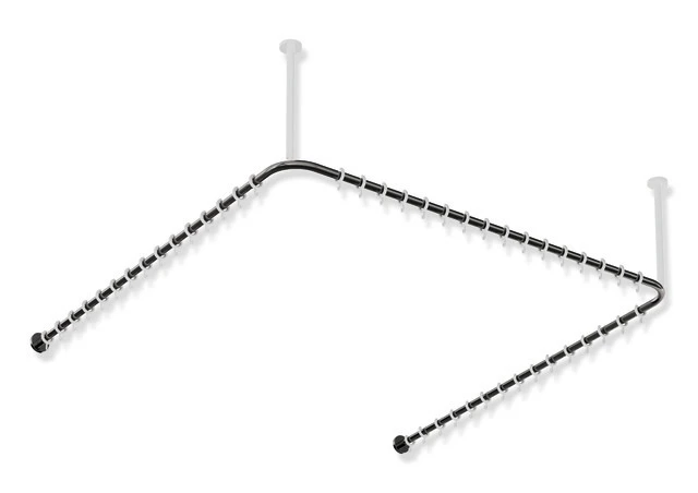 Vorhangstange des Systems 900, Edelstahl, PVD, Achsmaß 1487 x 1475 x 1487 mm, kürzbar, D: 25 mm, mit 46 Vorhangringen aus POM, in Farbe CK (messing glänzend)