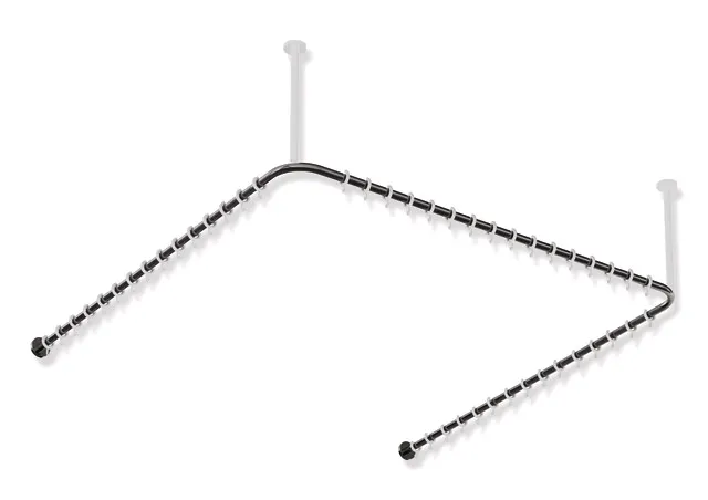 HEWI System 900 Vorhangstange, Edelstahl, PVD, 1487x1475x1487mm, 46 Ringe, Schwarzchrom HEWI System 900 Vorhangstange, Edelstahl, PVD, 1487x1475x1487mm, 46 Ringe, Schwarzchrom
