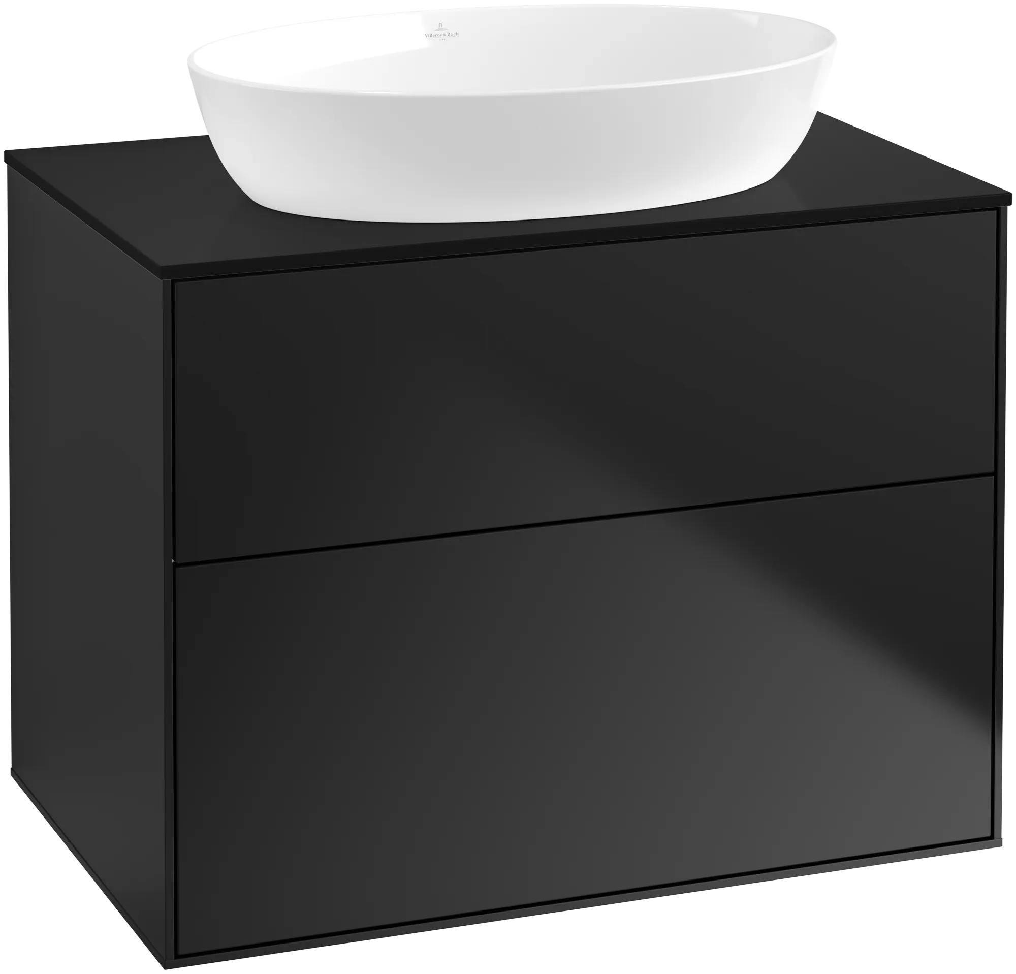 Villeroy & Boch Finion Waschbeckenunterschrank F99, 800x603x501mm, Black Matt Lacquer / Glass Black Matt