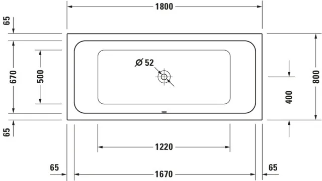 Duravit Badewanne „D-Code“ rechteck 1800 × 800 mm, Mittelablauf in Weiß Duravit Badewanne „D-Code“ rechteck 1800 × 800 mm, Mittelablauf in Weiß