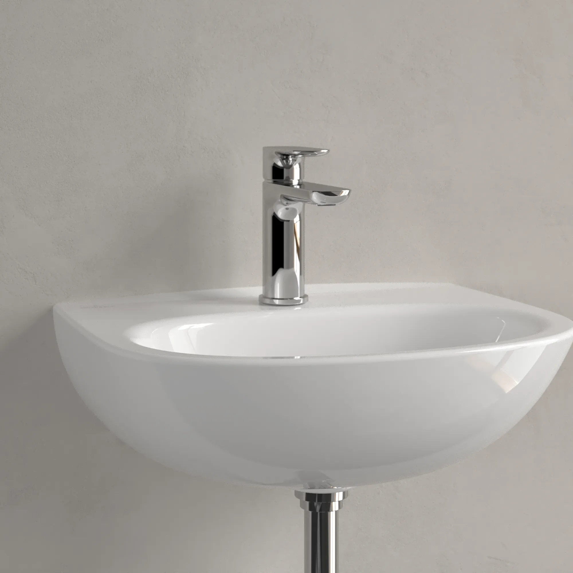 Villeroy & Boch Handwaschbecken „O.novo“ 450 × 360 × 160 mm, für Becken mittig, Hahnlochposition mittig in Weiß Alpin