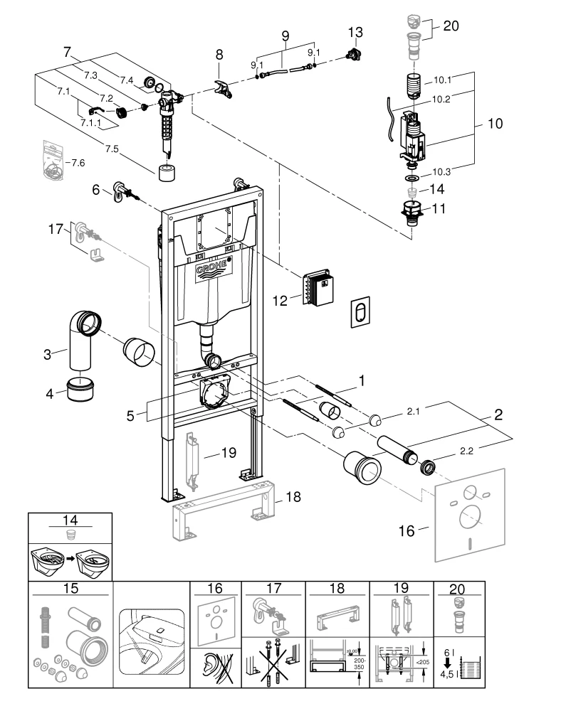 Grohe Rapid SL WC-Spülkasten 3-in-1 Set, 1,13 m Bauhöhe Grohe Rapid SL WC-Spülkasten 3-in-1 Set, 1,13 m Bauhöhe