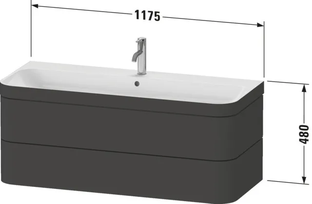 Duravit Waschtischunterschrank c-shaped Set wandhängend „Happy D.2 Plus“ 117,5 × 48 × 49 cm Duravit Waschtischunterschrank c-shaped Set wandhängend „Happy D.2 Plus“ 117,5 × 48 × 49 cm