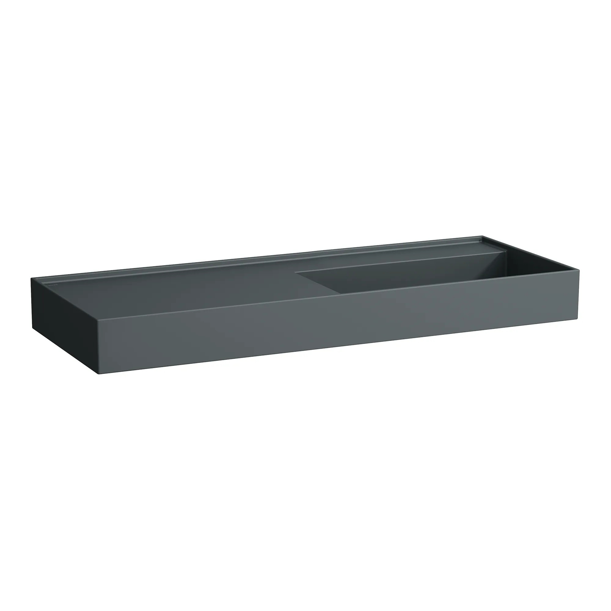 Laufen Waschtisch Kartell by Laufen 1200x460x120 mm graphit matt versteckter Ablauf mit Ablage links