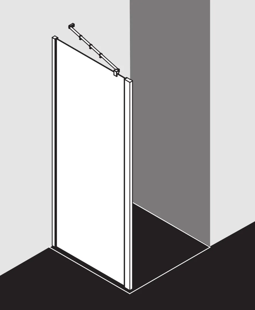 Kermi Seitenwand für Ecke „RAYA“ Glas Klar, Profile Silber Hochglanz, BV: 755 - 775 mm GAK: 740 - 760 mm WE: 765 - 785 mm H: 1850 mm