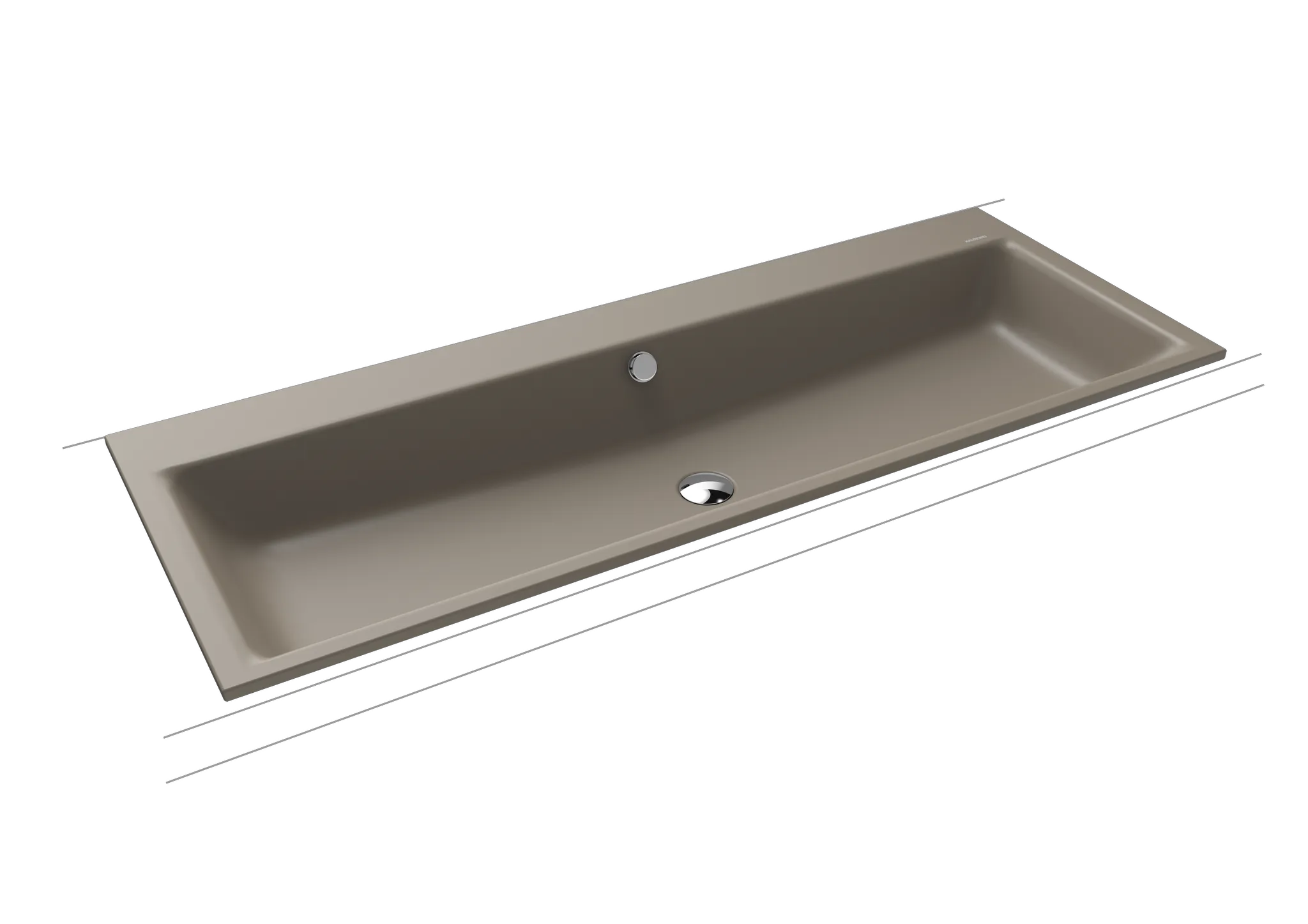 Doppelwaschtisch „Puro“ 120 × 46 cm, mit Überlauf, mit Hahnlochbohrung in warm grey 60 mit Perl-Effekt