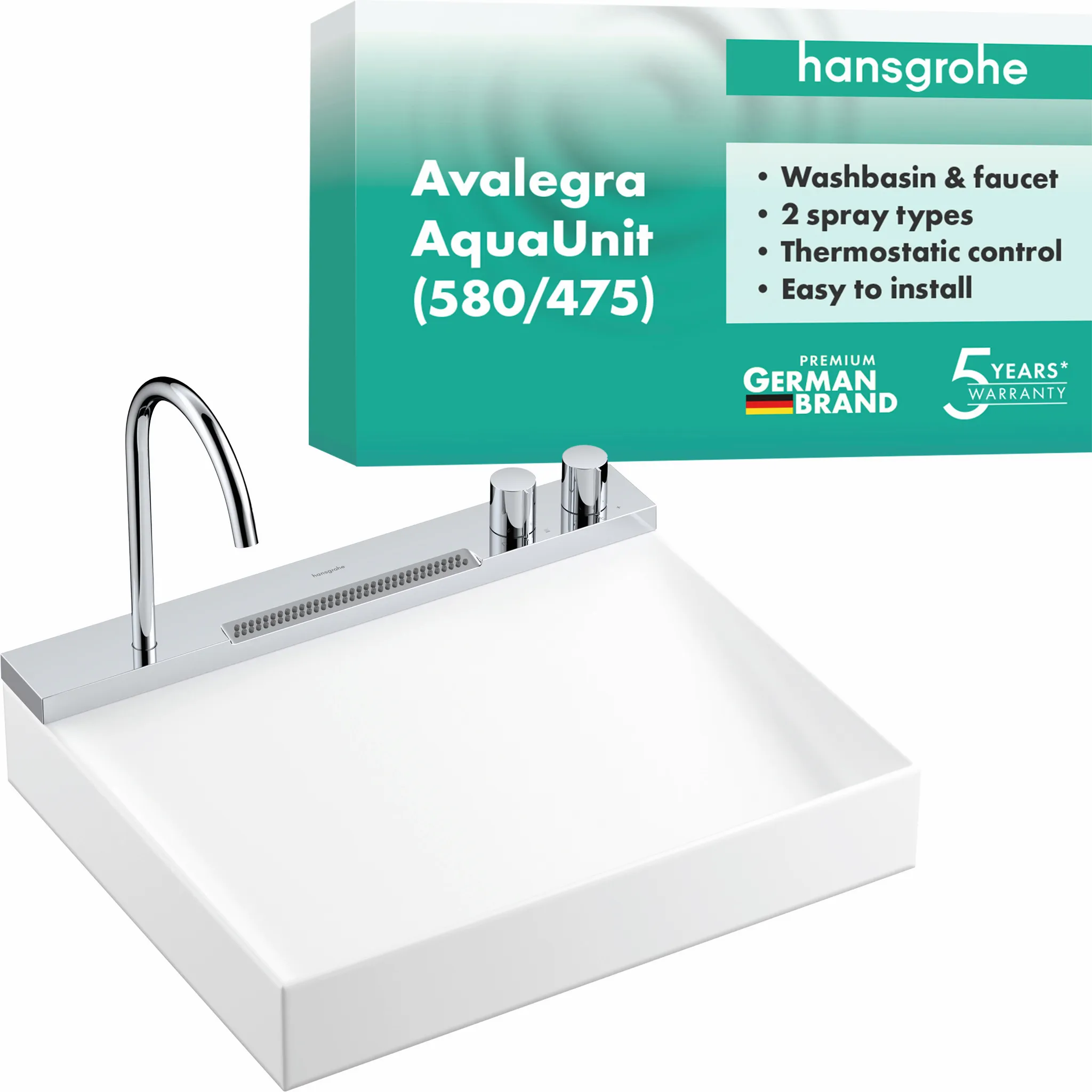 Hansgrohe Avalegra AquaUnit 580⁄475, Chrom Waschbecken und Armatur Hansgrohe Avalegra AquaUnit 580⁄475, Chrom Waschbecken und Armatur