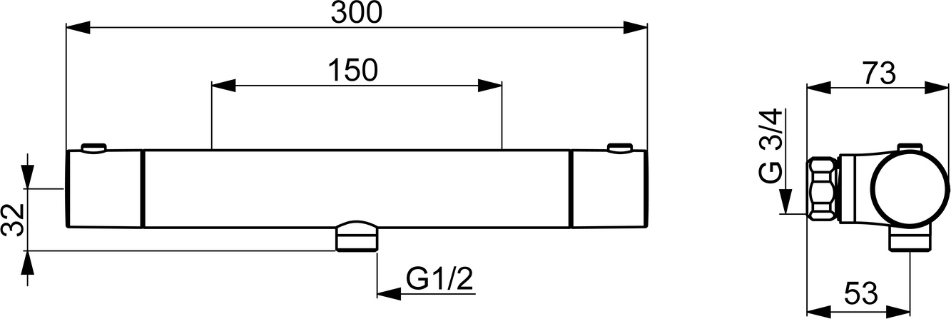 Brausebatterie UNITA 5813 DN15 ohne Rosetten Chrom