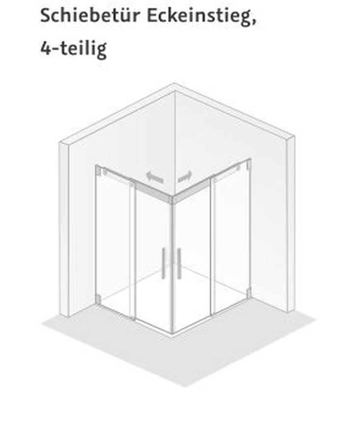 HSK Eckeinstieg Schiebetür 4-teilig „K2“ in Glas Klar hell