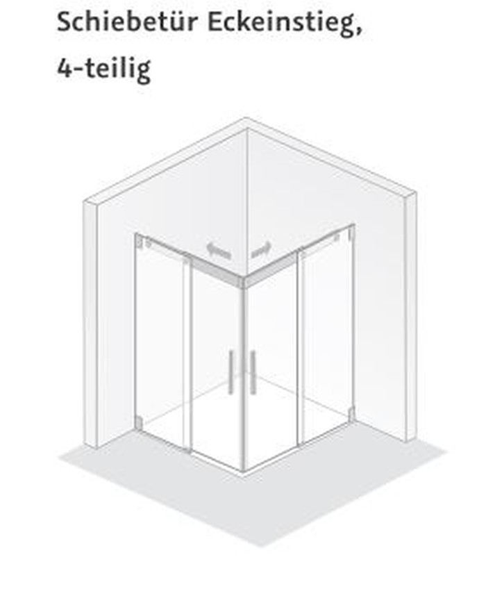 HSK Eckeinstieg Schiebetür 4-teilig „K2“ Glas Mattierung mittig (65 cm) HSK Eckeinstieg Schiebetür 4-teilig „K2“ Glas Mattierung mittig (65 cm)