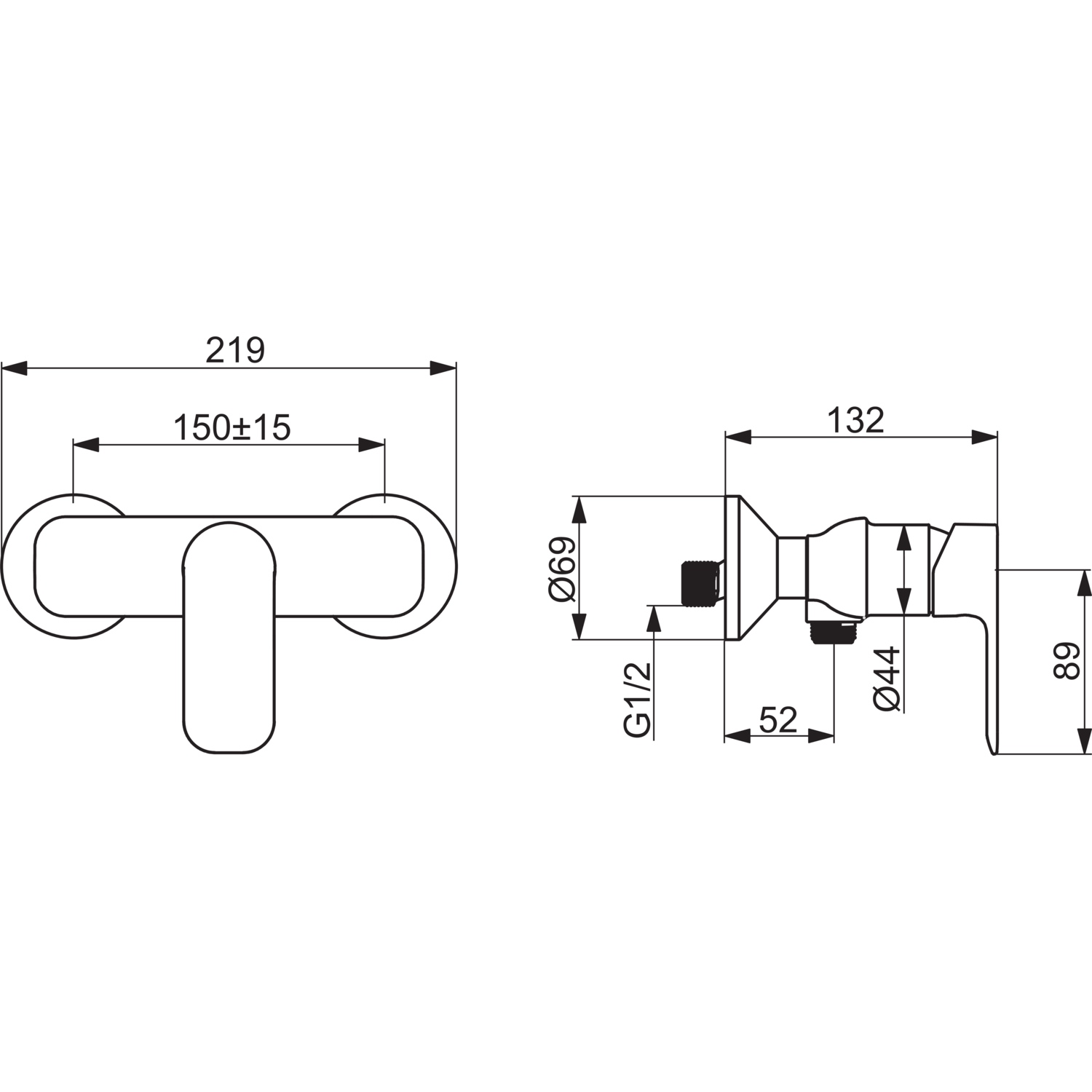 EHM Brausebatterie BASIC 5545 DN15 Chrom