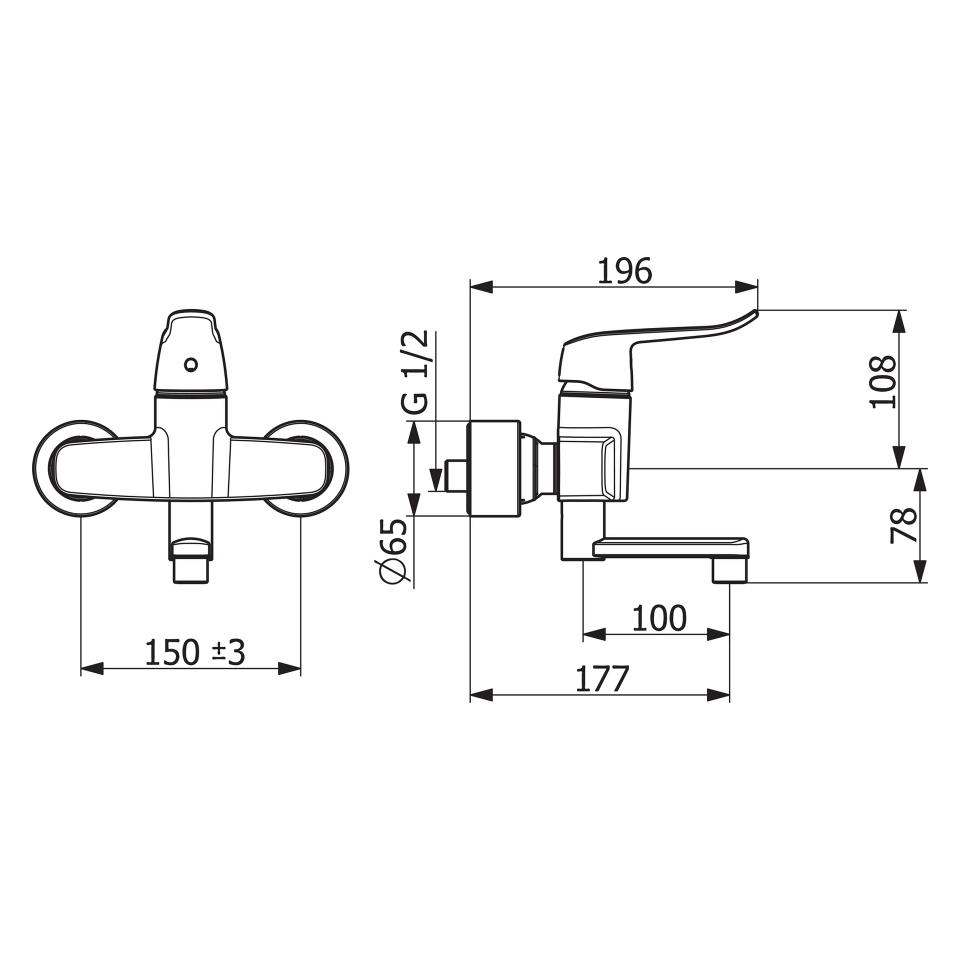 Einhand-Waschtischarmatur Bedienungshebel lang „Clinica“ Ausladung 177 mm in Chrom Einhand-Waschtischarmatur Bedienungshebel lang „Clinica“ Ausladung 177 mm in Chrom