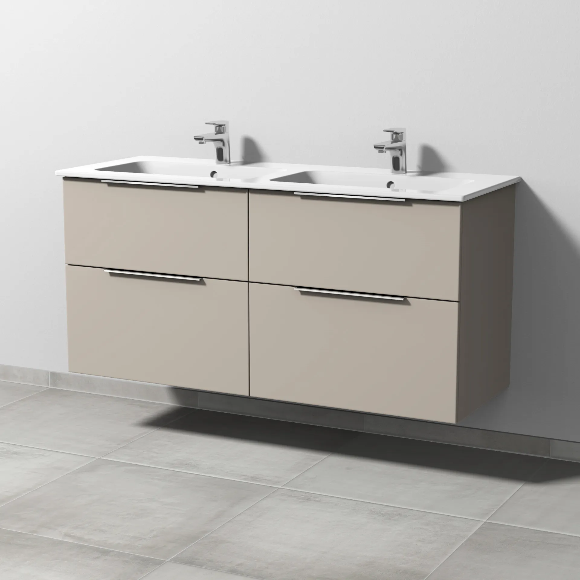 Sanipa Waschtischunterschrank „3way“ passend zu Keramik-Waschtische ME by Starck von Duravit 1270 × 613 × 467 mm in Kaschmir (matt), mit