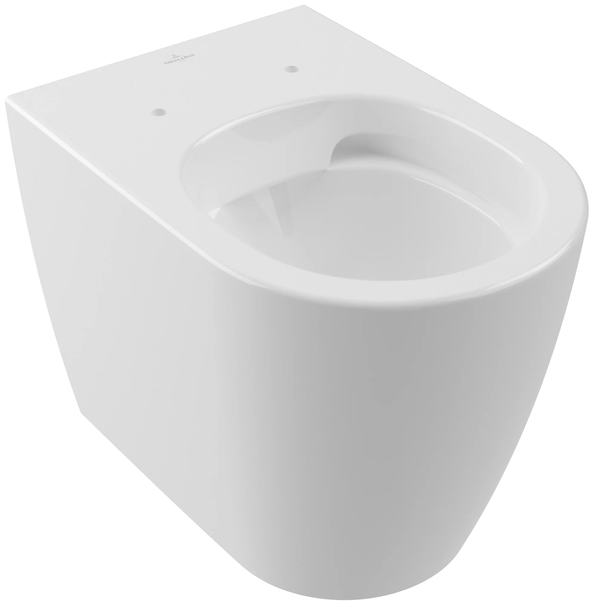 Villeroy & Boch Tiefspül-WC Skyla, spülrandlos, oval, Weiß Alpin, 370 x 540 mm, Höhe 400 mm, bodenstehend, wandnah
