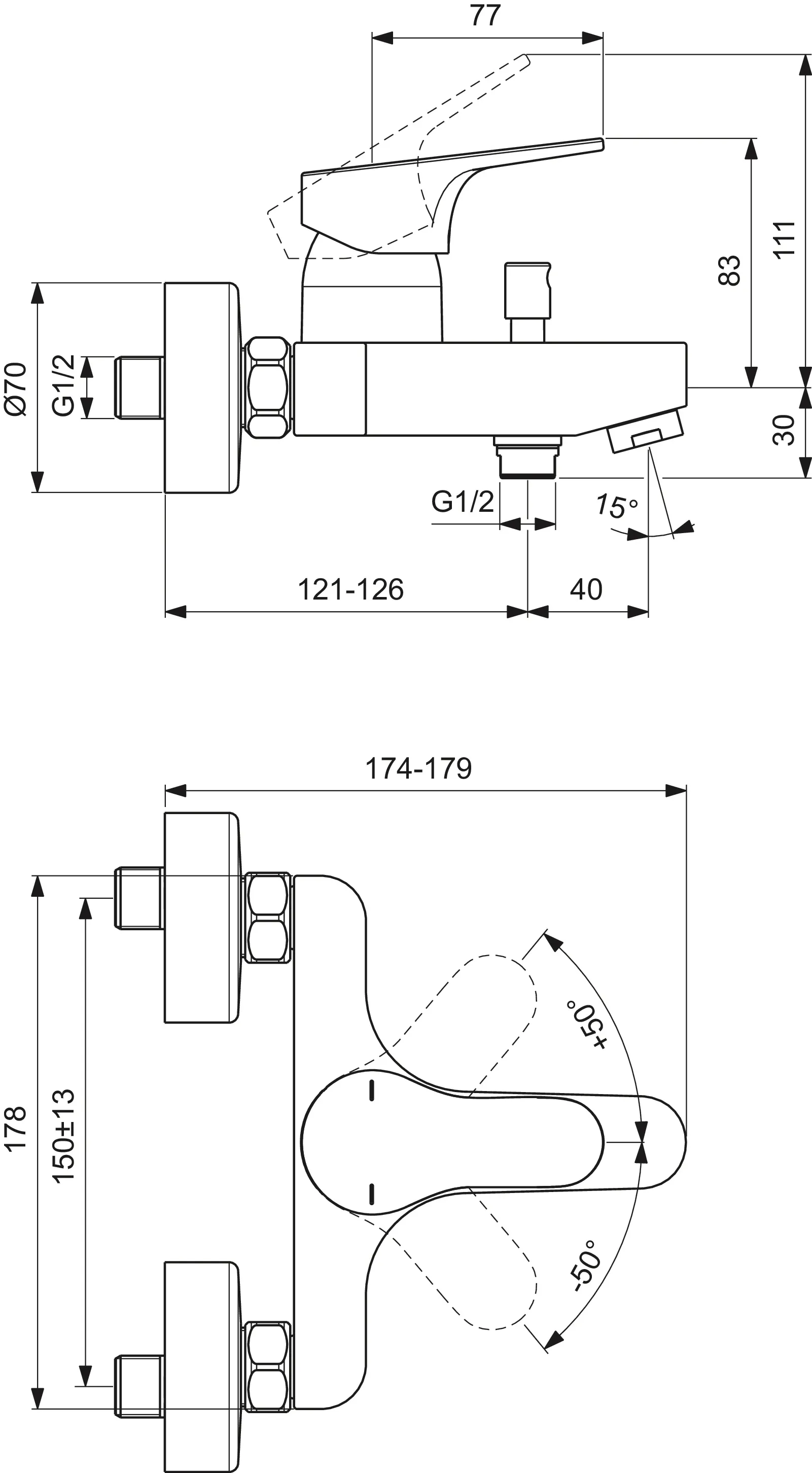 Badearmatur Aufputz Cerabase Ausladung 161mm Chrom Badearmatur Aufputz Cerabase Ausladung 161mm Chrom