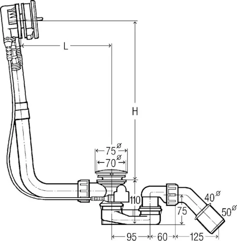 Viega Ab- und Überlaufgarnitur mit Zulauffunktion Modell 6161.61 „Multiplex Trio“ 6161.61 in 725 mm × DN40 / 50 verchromt 10,5 cm Viega Ab- und Überlaufgarnitur mit Zulauffunktion Modell 6161.61 „Multiplex Trio“ 6161.61 in 725 mm × DN40 / 50 verchromt 10,5 cm
