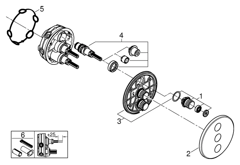 3-fach Unterputzventil Grohtherm SmartControl 29122, Fertigmontageset für Rapido SmartBox, Wandrosette rund, chrom 3-fach Unterputzventil Grohtherm SmartControl 29122, Fertigmontageset für Rapido SmartBox, Wandrosette rund, chrom