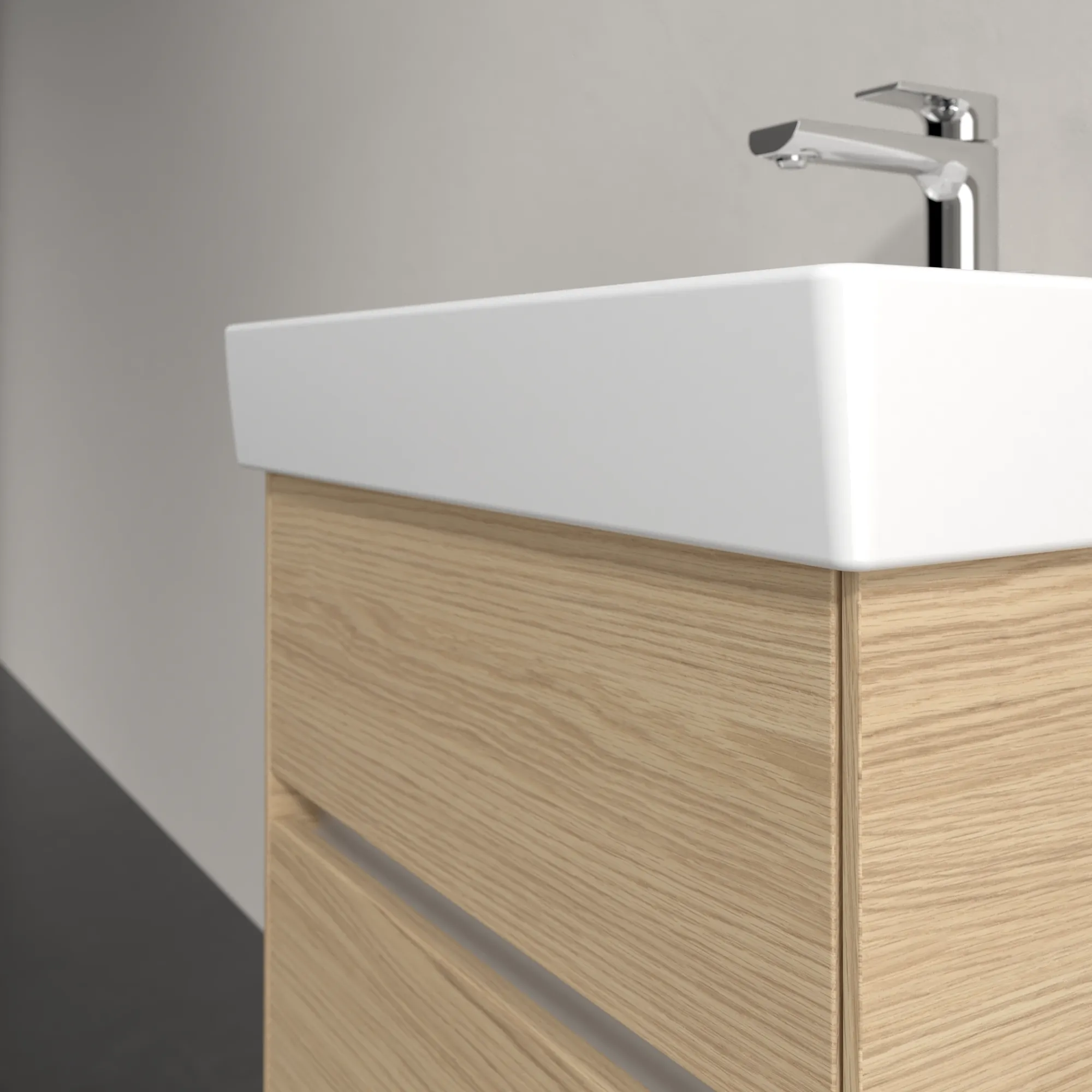 Villeroy & Boch Waschtischunterschrank „Collaro“ 510 × 546 × 414 mm Nordic Oak, für Becken mittig, mit Beleuchtung