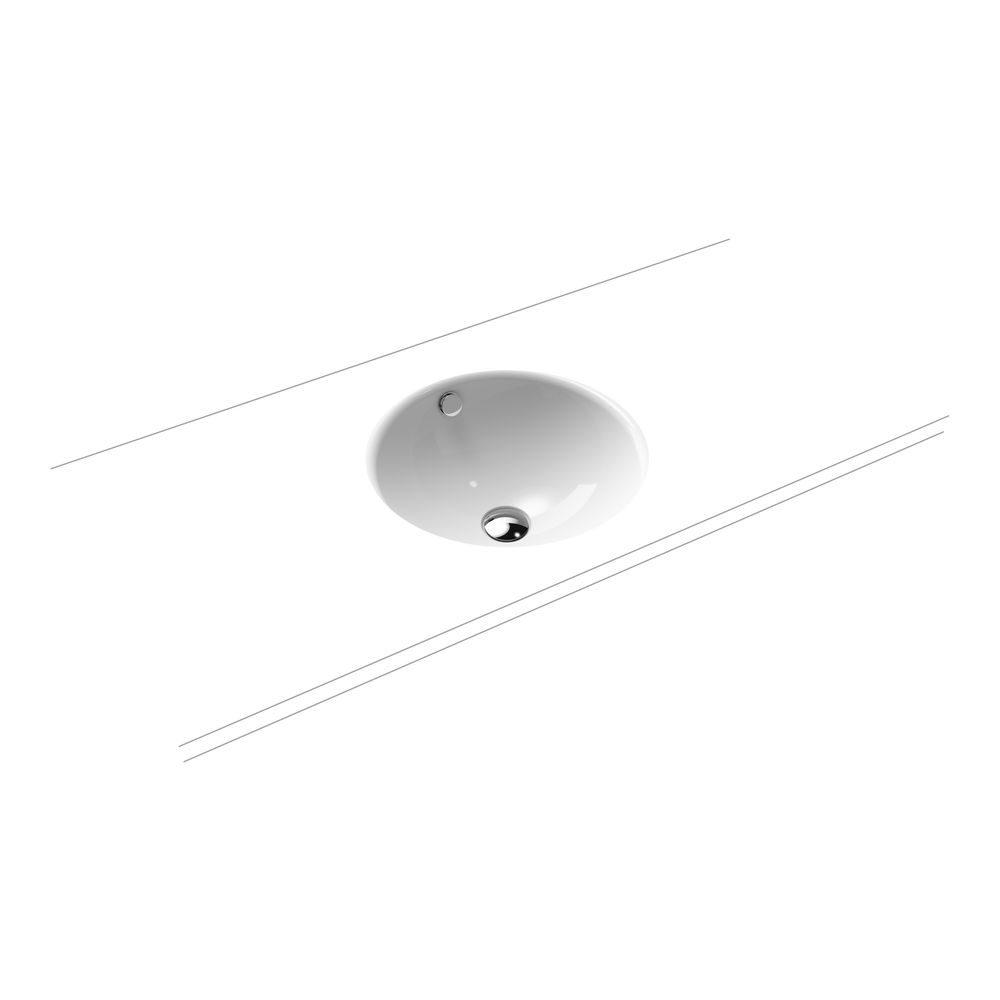 Unterbauwaschtisch „Classic“ ⌀ 43,2 × 13,7 cm, ohne Hahnlochbohrung, mit Überlauf in alpinweiß mit Perl-Effekt Unterbauwaschtisch „Classic“ ⌀ 43,2 × 13,7 cm, ohne Hahnlochbohrung, mit Überlauf in alpinweiß mit Perl-Effekt