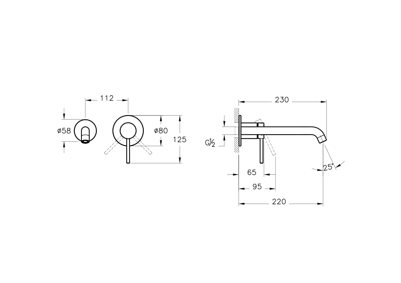 Minimax Round Einhebel-Waschtischmischer Fertigmontageset Unterputzmontage Ausladung 22 cm Chrom