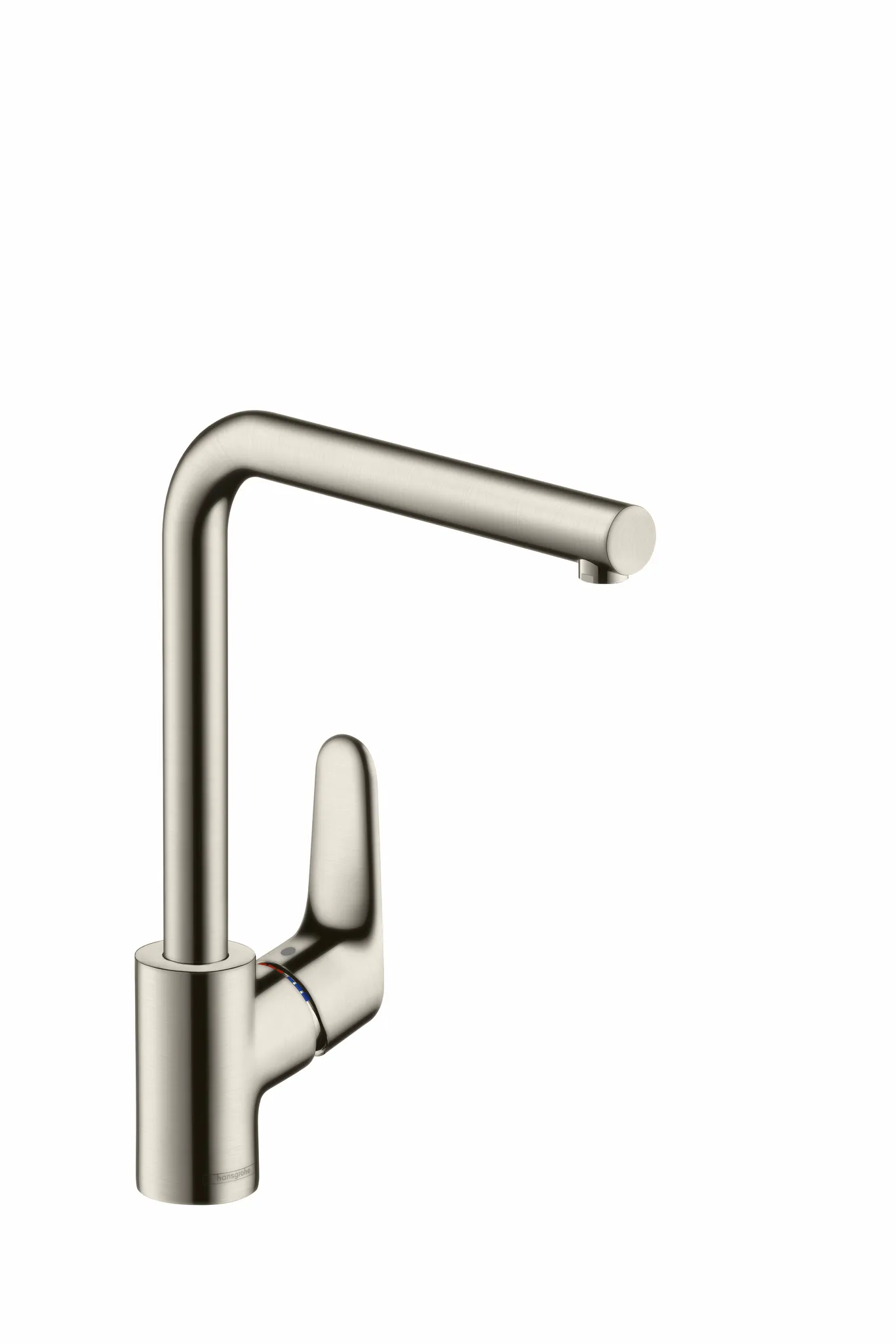 Hansgrohe Focus M41 Einhebel-Küchenmischer 280, Edelstahl, 1 Jet, Schwenkbereich einstellbar in 3 Stufen auf 110°, 150° oder 360°, Normalstrahl, maximale Durchflussmenge bei 3 bar: 12 l/min, Keramikmischsystem, Temperaturbegrenzung einstellbar, für Durch