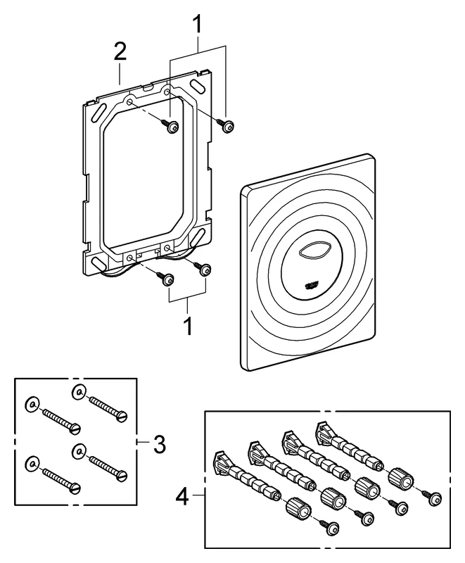 WC-Betätigung Surf 38861, 2-Mengen- und Start & Stopp-Betätigung, 156 x 197 mm, senkrechte und waagerechte Montage, chrom