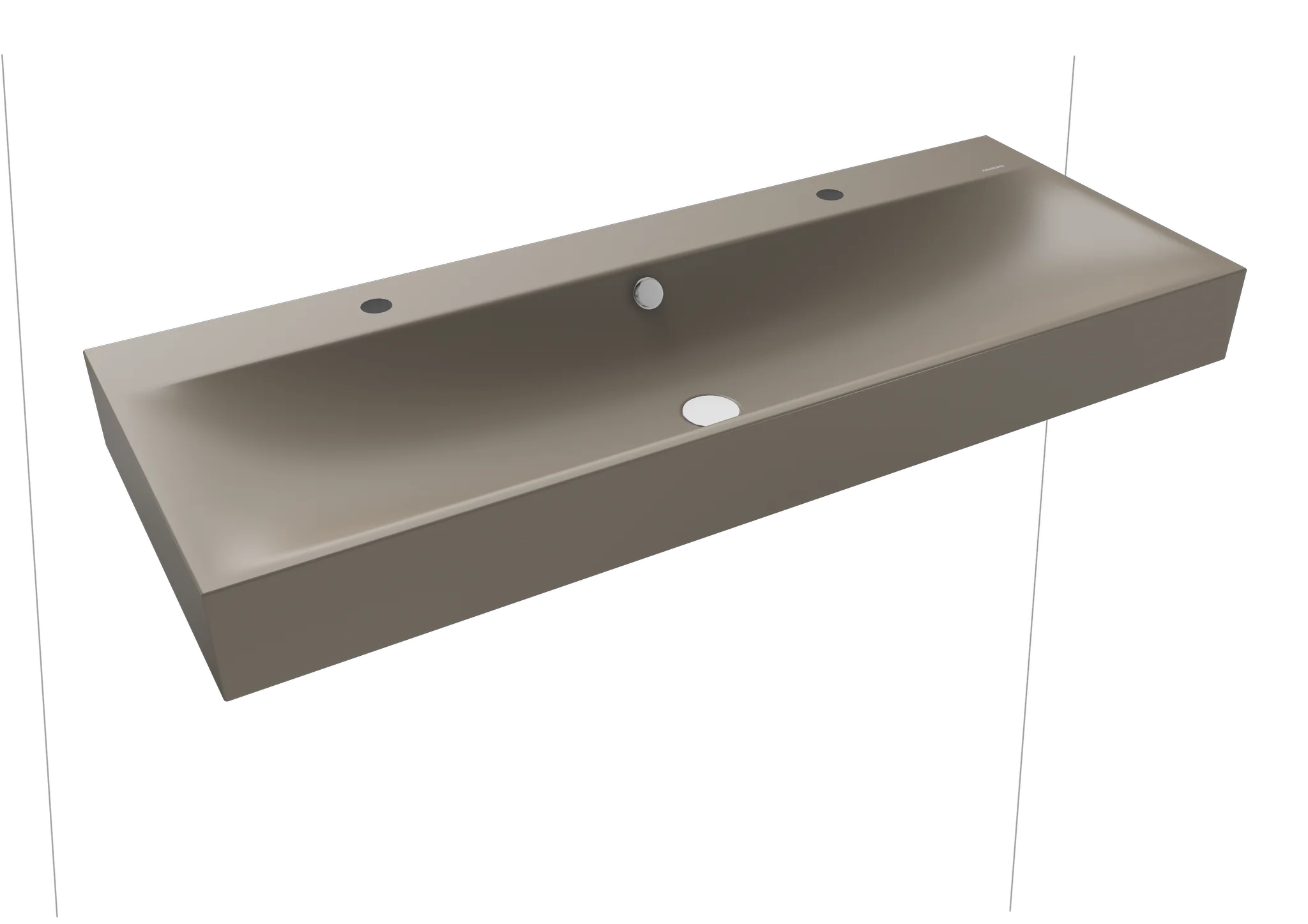 Kaldewei SILENIO Wand-Doppelwaschtisch, 1200x460 mm, warm grey 60, Perl-Effekt, Antidröhn, 2x1-HL-Bohrung mit Überlauf, alpinweiß