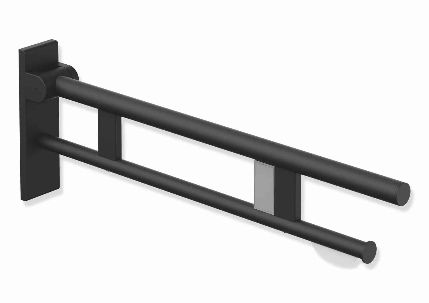 HEWI Stützklappgriff Duo System 900, Edelstahl, 750 mm, schwarz tiefmatt