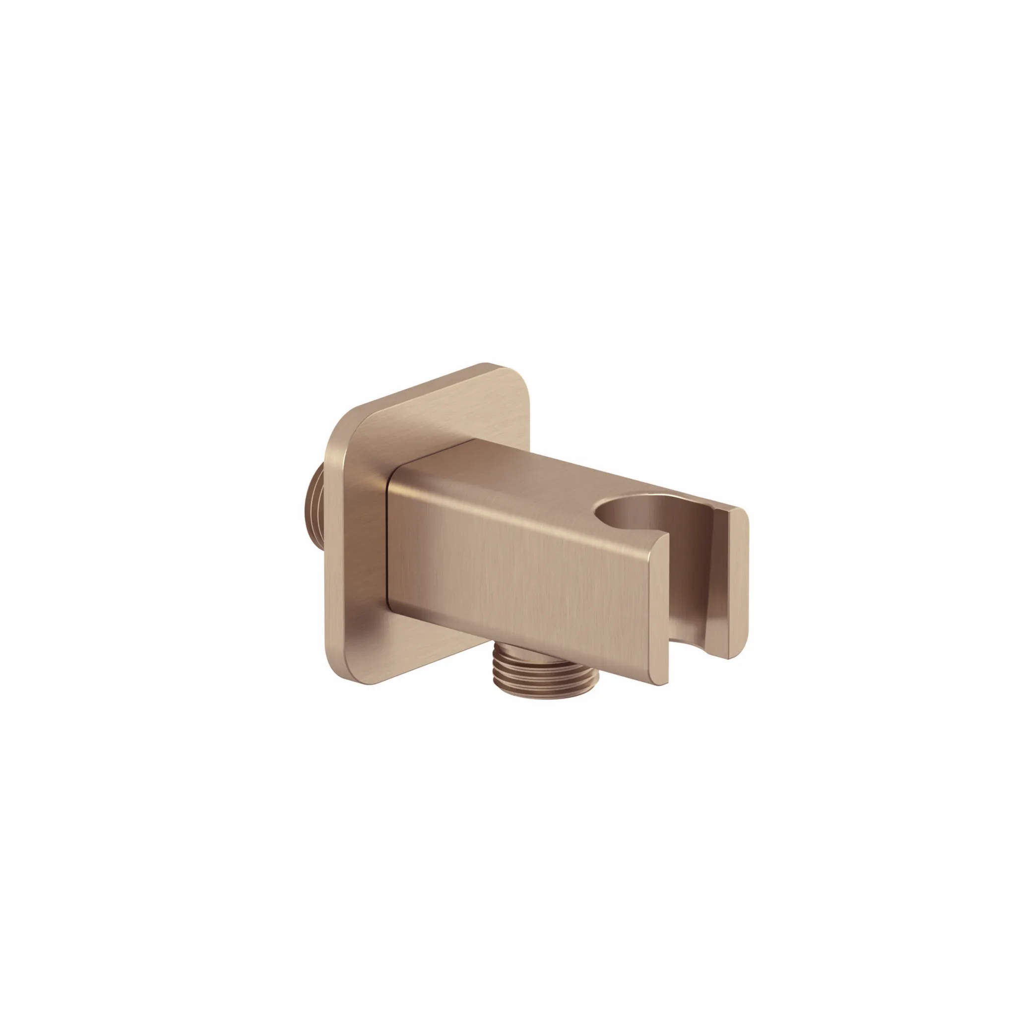 Kludi A-QA Wandanschlussbogen mit Brausehalter, Brushed Bronze PVD, softedge, DN 15, Ausladung 48 mm Kludi A-QA Wandanschlussbogen mit Brausehalter, Brushed Bronze PVD, softedge, DN 15, Ausladung 48 mm